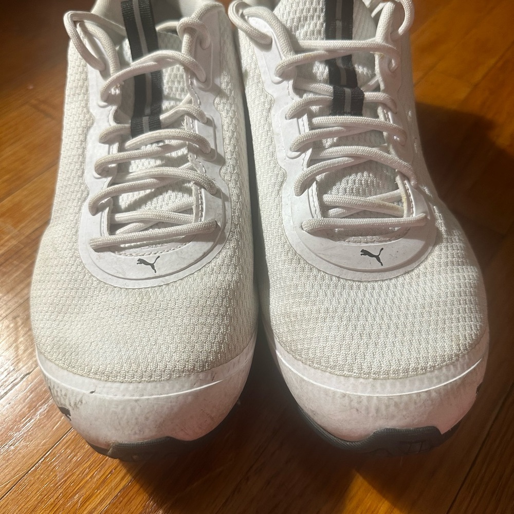 Puma White and Black Mesh Sneakers
